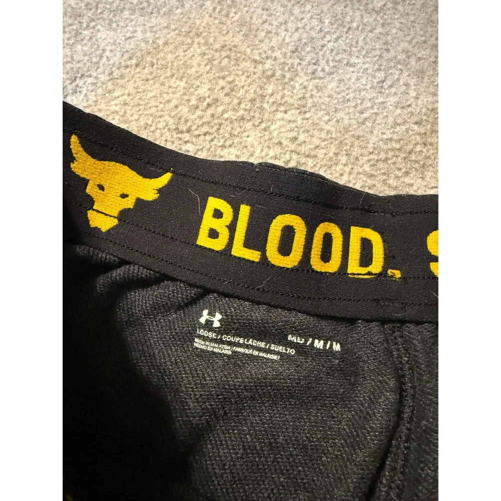 Under Armour Project Rock Mens Terry Joggers Black Brahma Bull 1355634 Size M